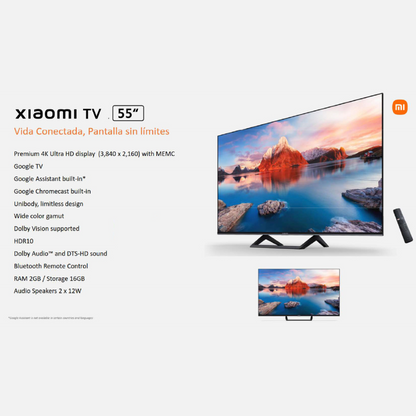 TV Xiaomi 55 Pulgadas 4K Ultra HD Smart TV LED L55M8-A2LA
