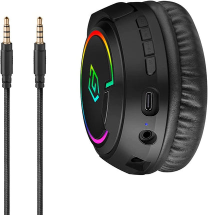 Fones de ouvido Bluetooth de 3,5 mm para jogadores com luz RGB 